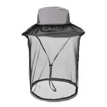 Mesh Net Hat Head Face Cover Anti Mosquito for Camping Fishing Gray