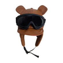 (caramel colour) Ushanka Hat Cool Goggles Plush Hat Cap Windproof Warm Earflap Bomber Hat for Skiing Camping Hiking Biking  Silver