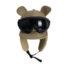 (Khaki) Ushanka Hat Cool Goggles Plush Hat Cap Windproof Warm Earflap Bomber Hat for Skiing Camping Hiking Biking  Silver