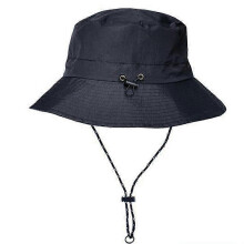 (Black) Summer Waterproof Packable Bucket Hat Portable Breathable Unisex Hat For Picnic Camping