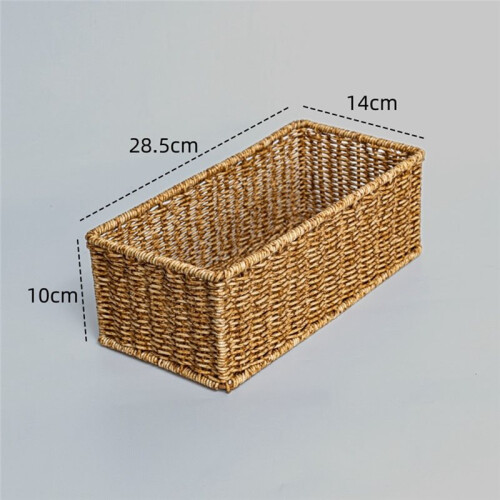 Set di Cestini Anti-Vite In Vimini per WC e Mobiletto con Maniglie Integrate 25x11x8,5 cm