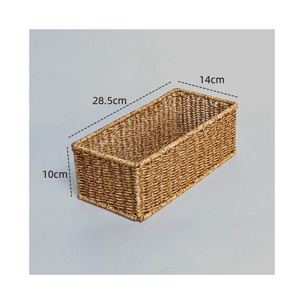 Saudism Wicker Anti-Vine Basket Set For Toilet Tank And Vanity With Built-In Handles 25X11x8.5cm
