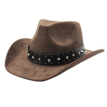 (brown) Tibetan Cowboy Hat with Rivets Tibetan Cowgirl Cowboy Hat Camping Town Travel Spot Wide Brim Adult Size Cowboy Hat  rose Red