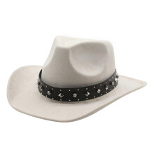 (Beige) Tibetan Cowboy Hat with Rivets Tibetan Cowgirl Cowboy Hat Camping Town Travel Spot Wide Brim Adult Size Cowboy Hat  rose Red