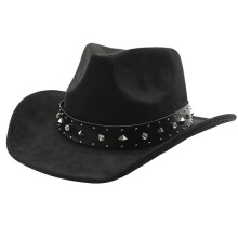 (Black) Tibetan Cowboy Hat with Rivets Tibetan Cowgirl Cowboy Hat Camping Town Travel Spot Wide Brim Adult Size Cowboy Hat  rose Red