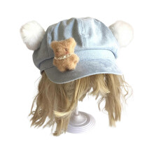 (T3) Teens Women Plush Star&Bear Berets Photography Octagonal Hat Casual Beret Hat Adult Baseball Cap for Spring Camping