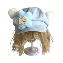 (T2) Teens Women Plush Star&Bear Berets Photography Octagonal Hat Casual Beret Hat Adult Baseball Cap for Spring Camping