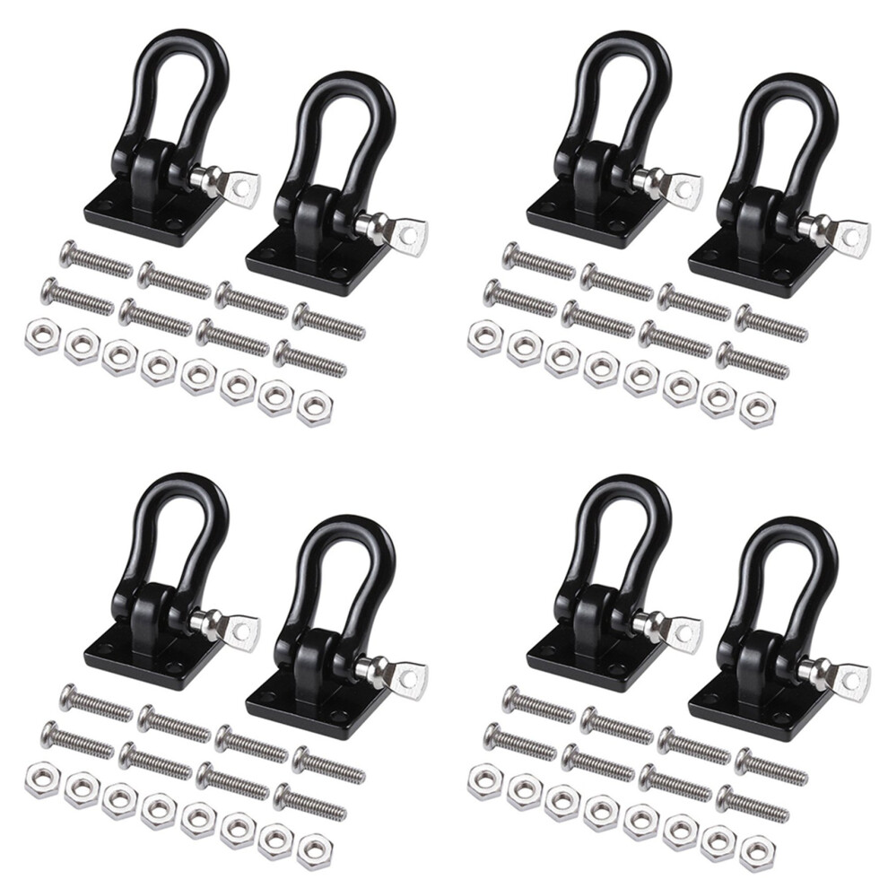 8Pcs Trailer Towing Buckle Tow Hooks Metal Climbing Trailer Shackles For 1/10 Rc Car Truck Climbing Car (Black) Black 4711663720391