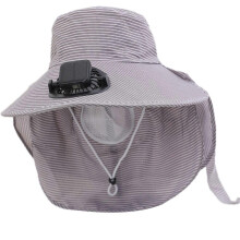 (Gray) Rechargeable Solar Fan Hat With Cooling Fan And Neck Cover Design for Adult Outdoor Activity Camping Hiking Headwear  Purple