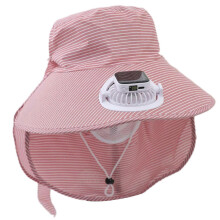 (Pink) Rechargeable Solar Fan Hat With Cooling Fan And Neck Cover Design for Adult Outdoor Activity Camping Hiking Headwear  Purple