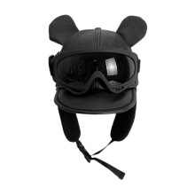 (Black) Ushanka Hat Cool Goggles Plush Hat Cap Windproof Warm Earflap Bomber Hat for Skiing Camping Hiking Biking  Silver