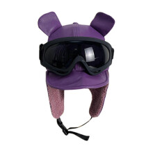 (Purple) Ushanka Hat Cool Goggles Plush Hat Cap Windproof Warm Earflap Bomber Hat for Skiing Camping Hiking Biking  Silver