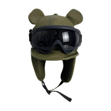 (Army Green) Ushanka Hat Cool Goggles Plush Hat Cap Windproof Warm Earflap Bomber Hat for Skiing Camping Hiking Biking  Silver