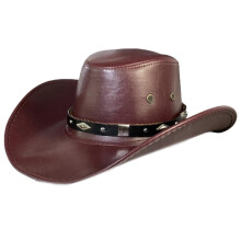 (Claret) Handmade Cowboy Hat Wide Brim Gentleman Cowboy Hat for Women Men Dress-up Party Unisex Cowgirl Hat for Camping  Camel
