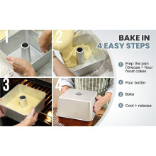 One-Piece Square Tube Cake Pan, 18 Cup, Anodized Aluminum, 9 X 9 X 4.5 in, Seamless Design, Easy Release, Even Heat
