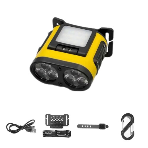 (Yellow) Dimmable LED Hard Hat Lights Motion Sensor Induction Headlamp Replacement Clip On Cap Light for Fishing Camping Multicolor