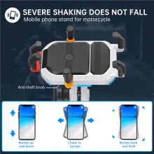 15-W-Wireless-Ladegerät, Handyhalterung, 360 Drehbarer Smartphone-Ständer, Teleskopierbare Motorrad-Handyhalterung, Stoßfest B
