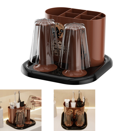 Elegant Antique Bathroom Toothbrush Toothpaste Organizer-Black 2