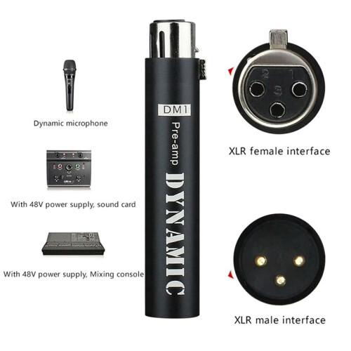 2X Replace for DM1 Dynamic Microphone Preamplifier 28DB Gain Amplifier for Dynamic and Passive Ribbon Microphones,Black 1