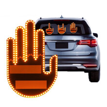 Car Funny Gesture Lights with Remote Car Rear Window Five Finger Shaped Luminous Panel Car Decoration Accessory Women'S