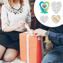 2 Pcs Heart Photo Frame Silicone Mold Set with 10 Chains, Love Epoxy Resin Picture Frame Molds for DIY Crafts, Wedding