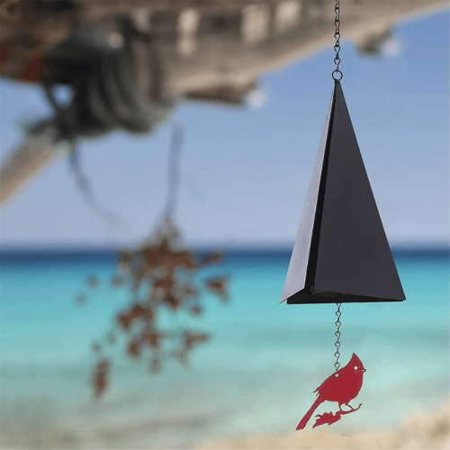 Rotes Vogel-Eisendreieck-Windspiel 2