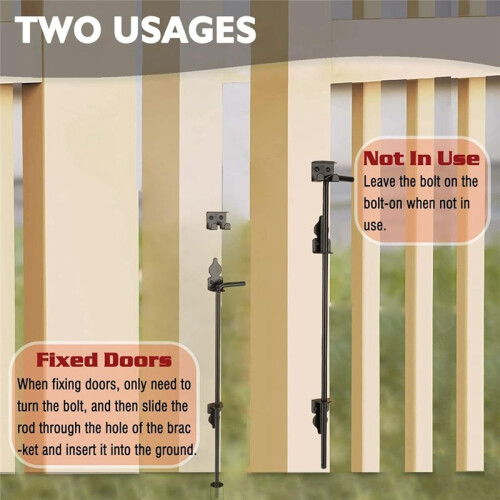 18 Polegadas Cane Bolt Heavy Duty Gate Drop Rod, Hardware Ground  Gate Stopper Hardware de Portão, Cane Bolts para Cercas de Madeira 2
