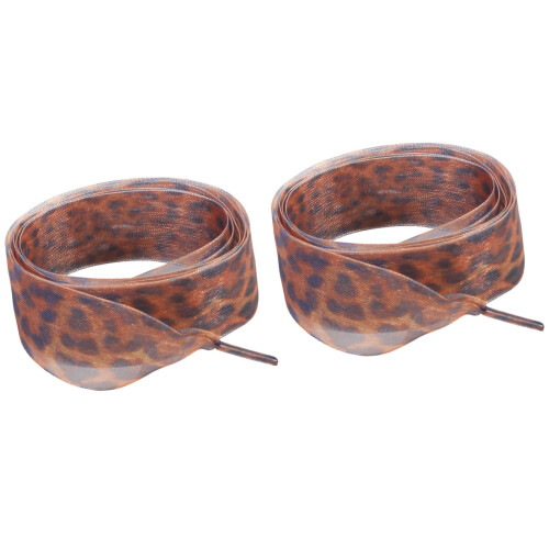 2.5cm Wide Leopard Print Shoelaces Polyester Fabric-brown 140cm