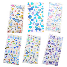 6Sheets Gold Foil Embossed Sticker Clear Cartoon PVC Resin-A