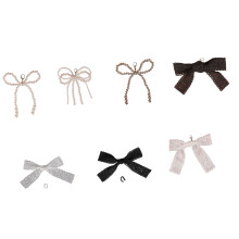 7/14Pcs Pearls Embellished Alloy Shoe Charm Bowknot Shoe-7
