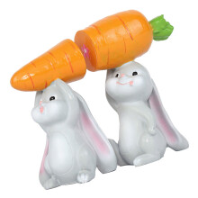 Cute Bunnies Carrying Carrot Easter Decoration Set Resin Craft