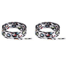 1Pair Colorful Leopards Print Tie Dye Shoe Laces-White 140cm