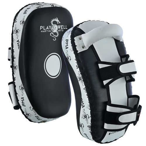 Playwell Elite "Logos V2" Leather Curved Thai Pad - Pair 1