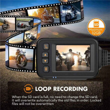 2X Camera Dash Cam, 2Inch IPS Screen 1080P+720P Dual AHD Bike Dashcam G-Sensor Parking Mode Driving Recorder Black
