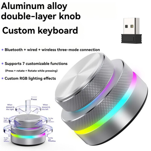 Clavier à Trois Modes avec Double Molette, Rétroéclairage RGB, Molette D'Inversion de Direction,  à Bouton Unique et Molette de Volume 1