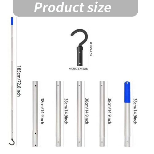 5 Section Extendable Aluminum Pool Hook For Robotic Cleaner 2