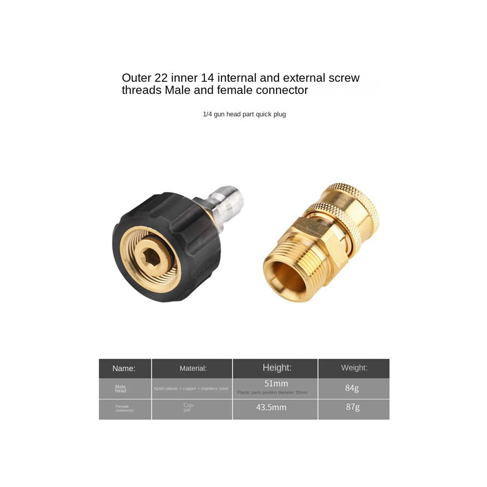 Pressure Washer Adapter Set M22-14 Mm Swivel 1/4 Internal External Thread Push-In Connector 4711722476481