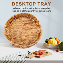 2Pcs Round Braided Tray Made of Seagrass Water Hyacinth Set 33cm + 28cm Diameter Fruit Bowl