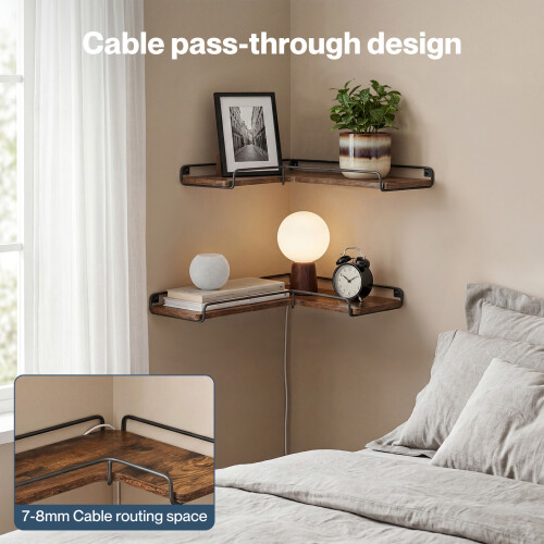 Levede Rustic Floating Shelves Set 2PC Kitchen Corner Wall Shelf Unit Storage 2