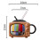 Ceramic Square Coffee Cup Set with Straw and Lid Office Tea Cup Retro TV - Chocolate 5