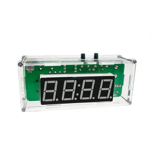 4-Digit Digital DIY Clock Kits with Acrylic Shell, DIY Alarm Clock Soldering Practice Kit for Learning Electronics,A 2