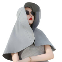 (Gray) Fashion Ladies Sun Protection Bucket Hat Summer Shawl Face Covering Fishing Cap