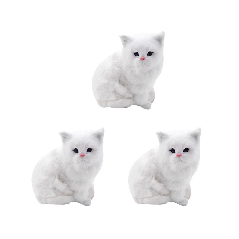 3X Realistic Cute Simulation Stuffed Plush Persian Cats Toys Cat Dolls Table Decor Kids Boys Girls White 4711679269594