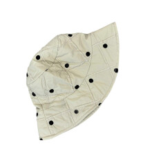 (Khaki) Toddlers Girl Sun Protection Hat, Breathable Bucket Hat Cotton Basin Caps Travel Beach Headwear with Dot Decorations  White