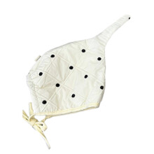 (White) Toddlers Girl Sun Protection Hat, Breathable Bucket Hat Cotton Basin Caps Travel Beach Headwear with Dot Decorations  White