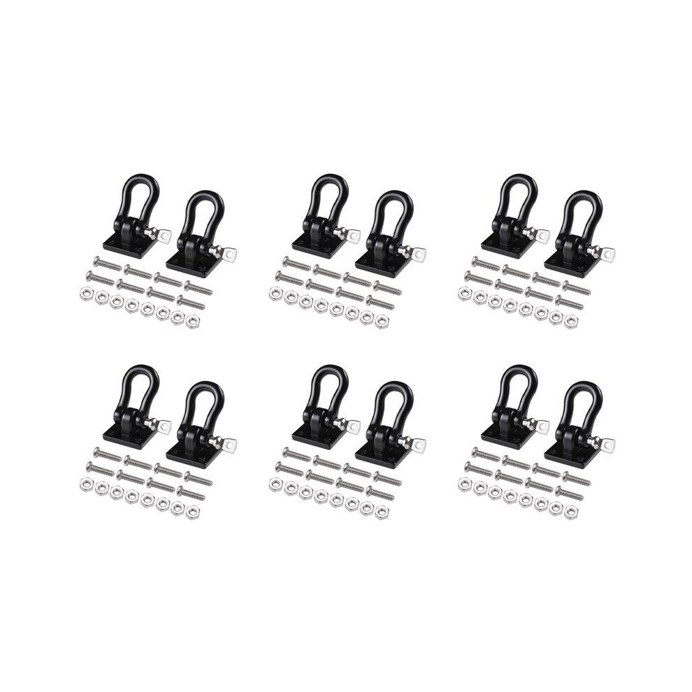 12Pcs Trailer Towing Buckle Tow Hooks Metal Climbing Trailer Shackles For 1/10 Rc Car Truck Climbing Car (Black) Black 4712883916151