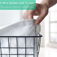 Wire Basket with Liner, 1 Pack Wire Baskets for Storage, Basket Organizer Storage Bin for Kitchen Cabinets A