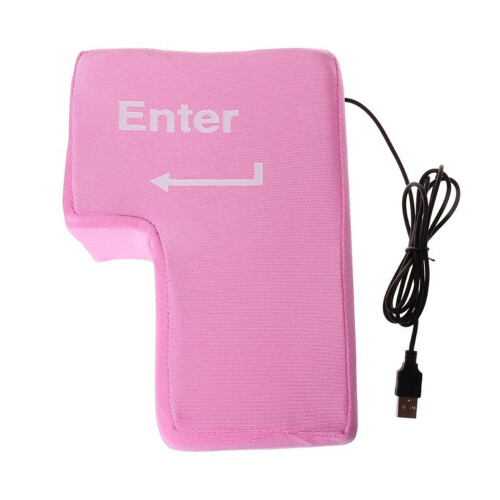1Pcs  USB Enter Key Anti Stress Button Decompression Computer Any Vent Pillows Desktop Pillow for Programmer,