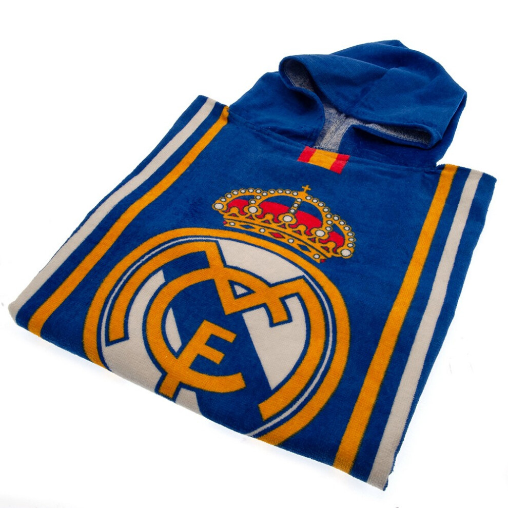 Childrens/Kids Crest Hooded Towel Blue Real Madrid Cf