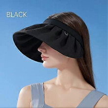 Dww Women's Visor Cap, Anti-UV, Foldable, Wide Brim Beach Hat, Sun Protection Cap, UPF50+, for Tennis, Outdoor Leisure, Beach Travel, Running (Beige)
